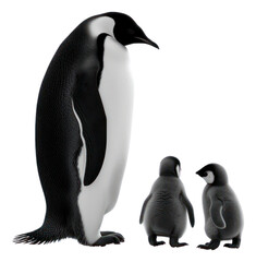Obraz premium PNG Photography of family emperor penguins monochrome animal black.
