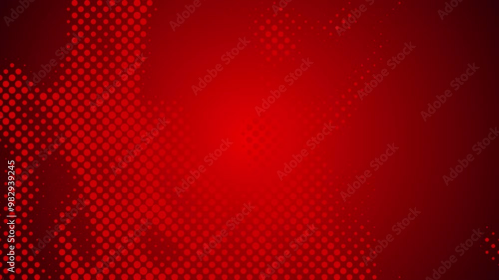 Poster abstract glowing red color halftone motion background. moving dots seamless loop. abstract animated 