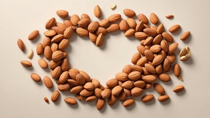 Heart Shaped Almond Arrangement on Neutral Background