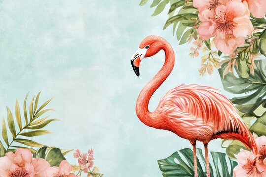 Charming birthday invitation featuring an adorable flamingo design