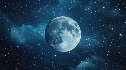 Fototapeta premium Moon surrounded by twinkling stars in a night sky