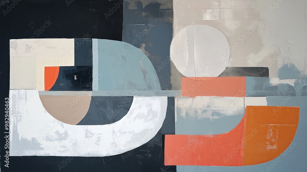 Poster A minimalist abstract painting with simple shapes 