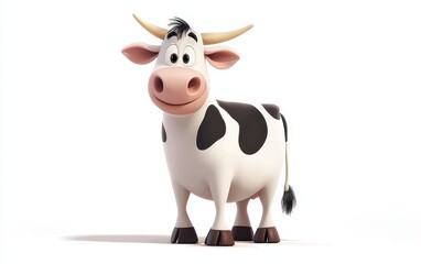 cartoon illustration of cow from kids book. Pretty and funny 