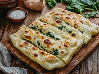 A Gözleme. The most popular Turkish dishes. Thin, savory Turkish flatbread stuffed with fillings like cheese, spinach, meat, or potatoes, cooked on a griddle.