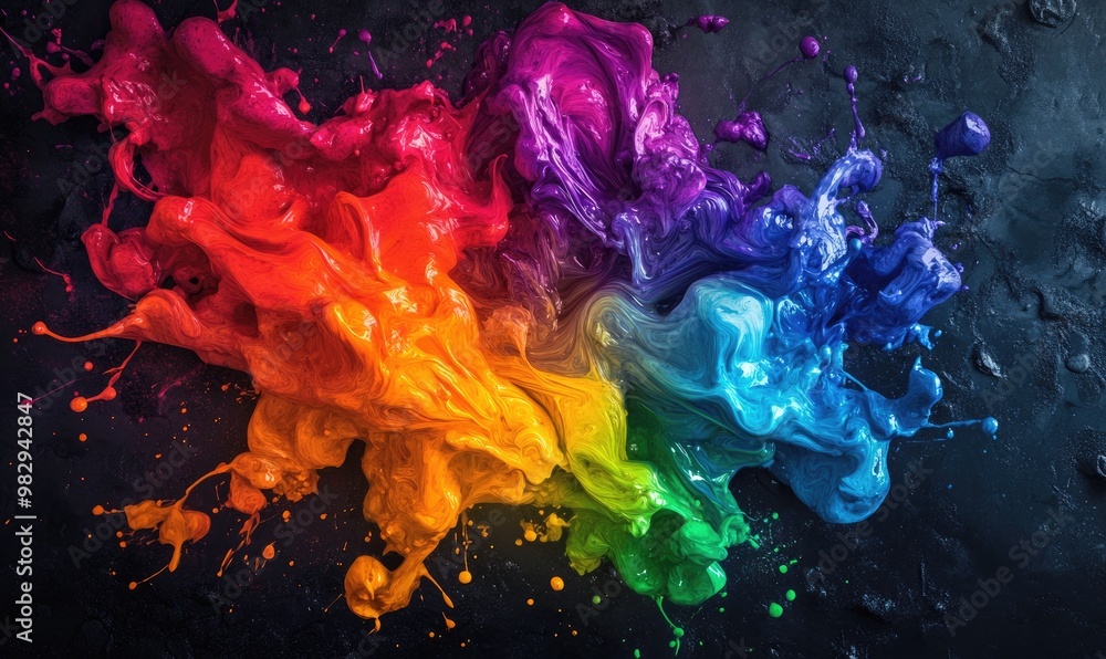 Aufkleber vibrant rainbow gradient paint splashes create a dynamic background showcasing an explosion of color