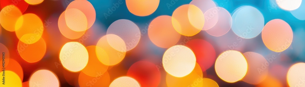 Poster colorful bokeh lights creating a soft, dreamy background effect.