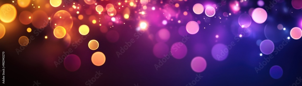 Poster colorful bokeh lights on dark background creating a festive atmosphere.