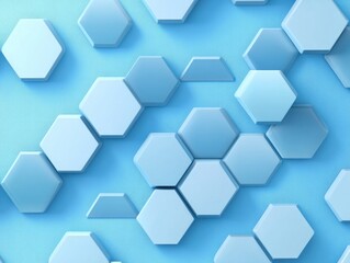 Fototapeta premium Abstract hexagonal shapes against a blue background Raster image 3D effect Suitable for business concepts printing and design presentations