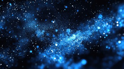 Obraz premium Blue stars in a dark night sky create an abstract backdrop filled with shimmering glitter and fantasy sparkles A radiant design perfect for holiday cards and magical themes