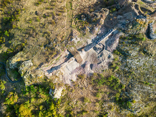 Drone a frame of high above a fortress Rusokastro	
