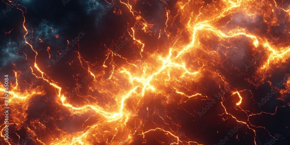 Poster fiery abstract lightning display