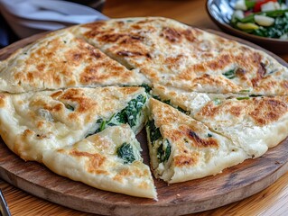 A Gözleme. The most popular Turkish dishes. Thin, savory Turkish flatbread stuffed with fillings...