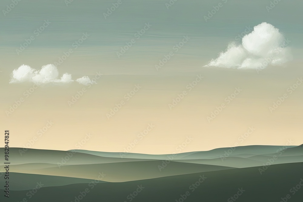 Aufkleber serene landscape with soft gradient colors and floating clouds