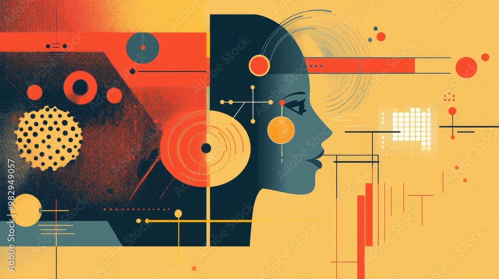 Poster data and analytics in business with organic sophistication conceptual illustration for analysis metr