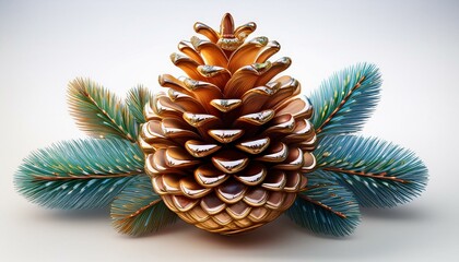 Here is the image of the fancy Christmas pine cone ornament for 2025 on a white background 