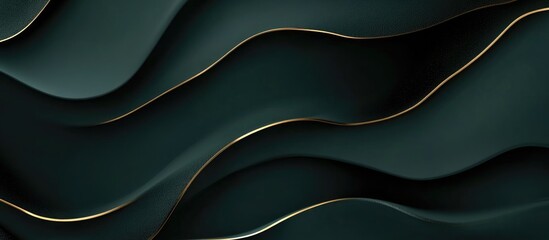 Obraz premium Abstract Dark Green And Black Background With Gold Accents 3D Render