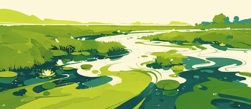 Dramatic View Of Algal Blooms And Eutrophication On