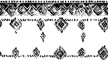 Vibrant textile print suitable for swimwear wallpaper and wrapping Eye catching black and white boho chic summer design featuring an ethnic hand painted pattern Watercolor summer ethnic border des