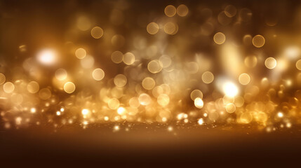 Blur bookeh gold lights or flashes on a brown color background