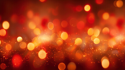 Obraz premium Blur bookeh gold lights or flashes on a red color background