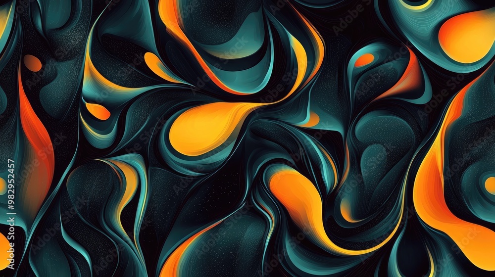 Wall mural Abstract seamless pattern on a dark backdrop