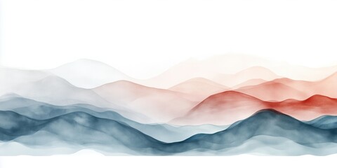 Obraz premium Soft washes of color blend to create a serene abstract depiction of a desert and mountain landscape.