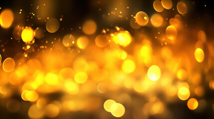 Fototapeta premium Blur bookeh gold lights or flashes on a dark yellow color background