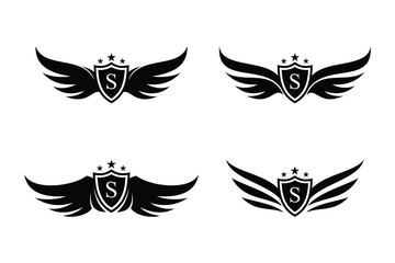 Set of wings symbol logo combined with letter s and creative element