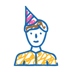 birthday boy doodle icon sketch vector. birthday boy sign. isolated symbol illustration