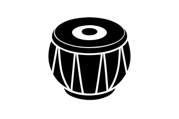 Vector Image of Tabla in Silhouette Style Traditional Indian Music Instrument Tabla Silhouette Vector Design Tabla Drum Vector Illustration in Silhouette Form