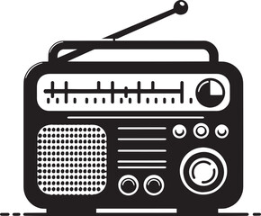 Vintage radio silhouette vector illustration isolated on a white background