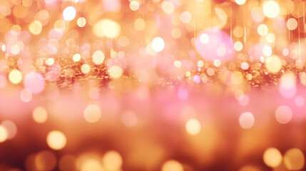 Obraz premium Blur bookeh gold lights or flashes on a light pink color background