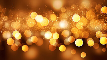 Obraz premium Blur bookeh gold lights or flashes on a vivid brown color background