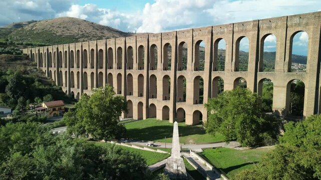 Carolinian aqueduct, valle di Maddaloni, old roman ruin, caserta, italy