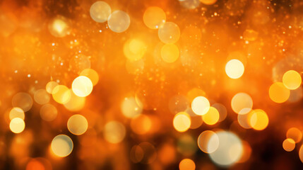 Obraz premium Blur bookeh gold lights or flashes on a vivid orange color background