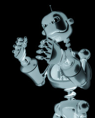 Naklejka premium funny robot cartoon is a deffender in boxer pose