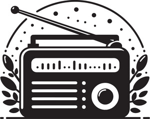Vintage radio silhouette vector illustration isolated on a white background