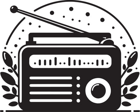 recommend clip art: Vintage radio silhouette vector illustration isolated on a white background