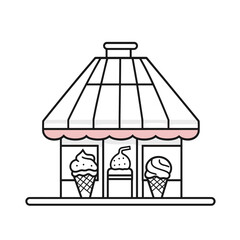 vector house made of ice cream simple lines on white background .Generative AI