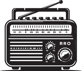Vintage radio silhouette vector illustration isolated on a white background
