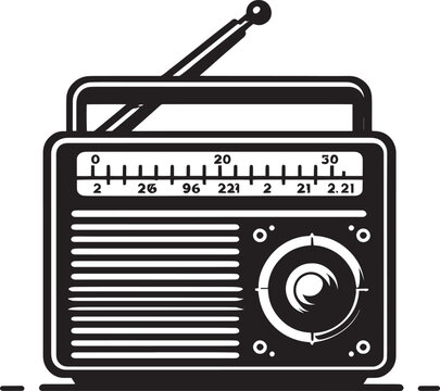 recommend clip art: Vintage radio silhouette vector illustration isolated on a white background