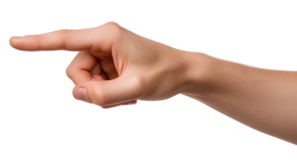 PNG Hand pointing finger white background gesturing.