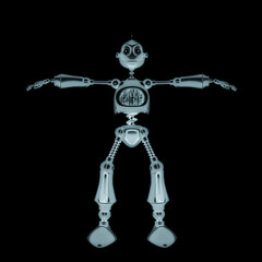 funny robot cartoon on t pose