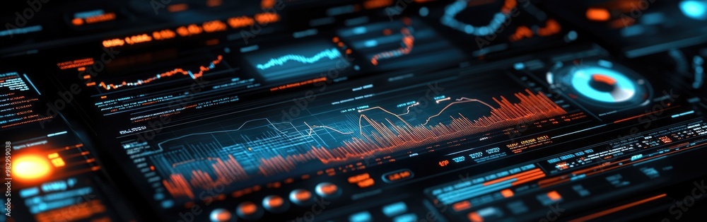 Poster detailed digital analytics dashboard showcases graphs and charts for insights into big data