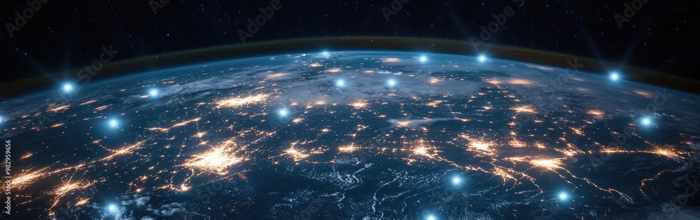 Poster advanced communication technology enhances global connectivity through networks and iot