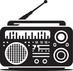 Vintage radio silhouette vector illustration isolated on a white background