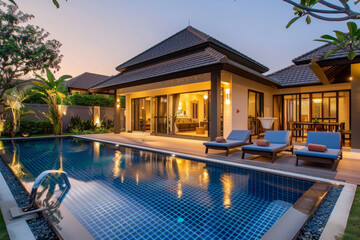 A large house with a pool and a patio