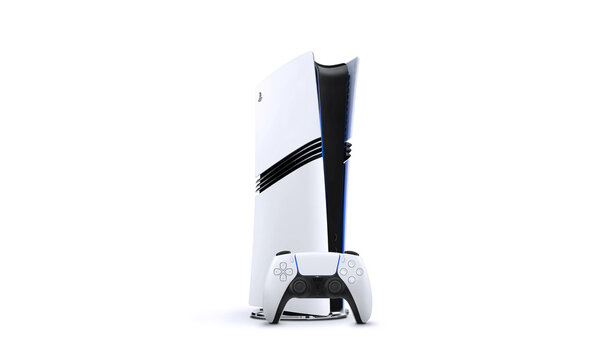 New Playstation 5 PRO and controller on white background, 19 Sep, 2024, S&atilde;o Paulo, Brazil.