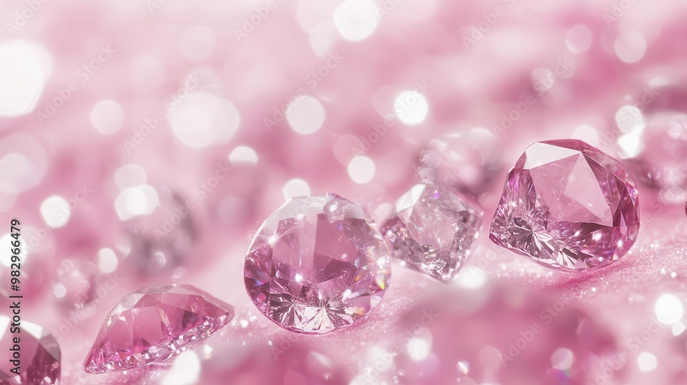Poster dazzling diamonds scatter across soft pink bokeh background sparkling gems catch light creating a lu