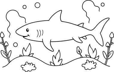 Nature's Sharks Hand-Drawn Vector for Underwater Coloring Joy
